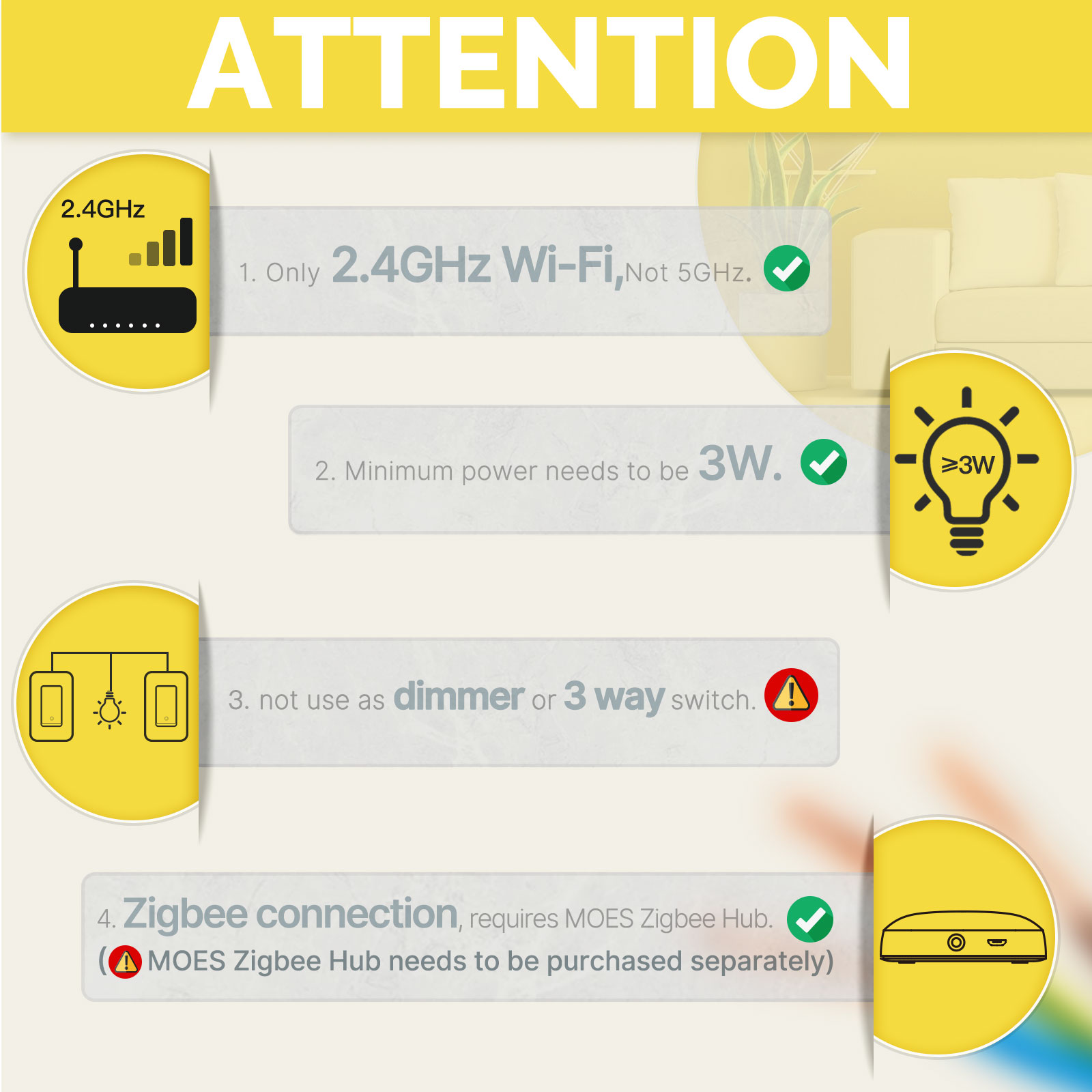 MOES 미국 표준 Zigbee 스마트 라이트 스위치  - Smart Home Life 리뷰 및 가격