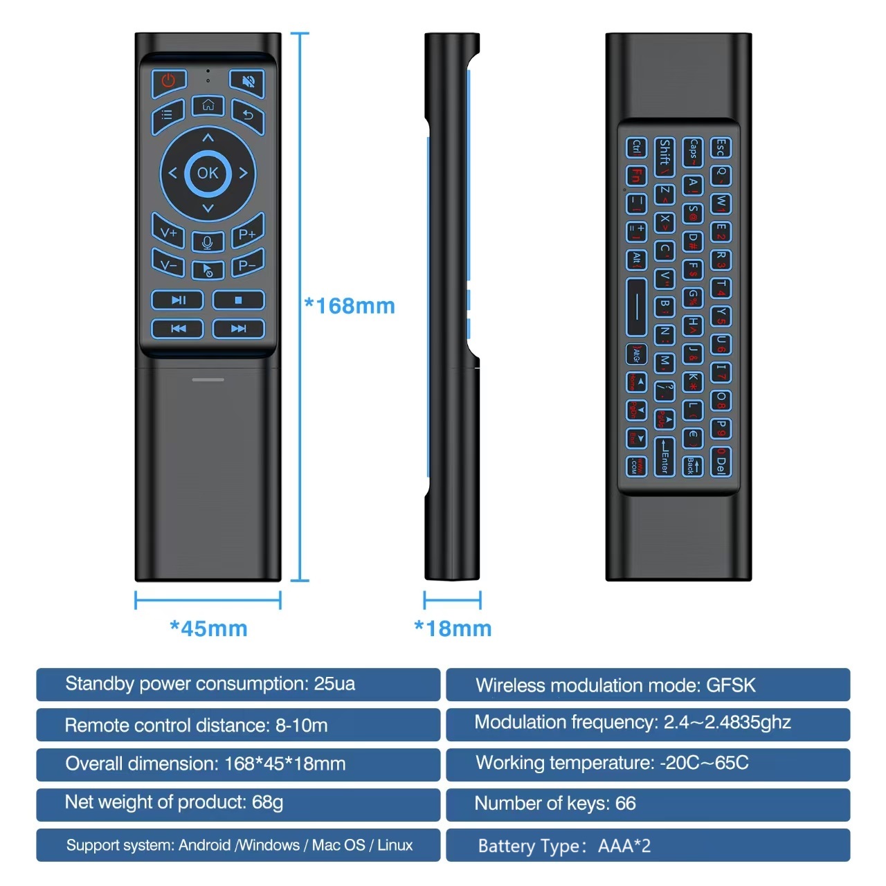 에어 마우스 자이로스코프 원격 제어 미니 키보드 듀얼  - Smart Home Keyboard 리뷰 및 가격