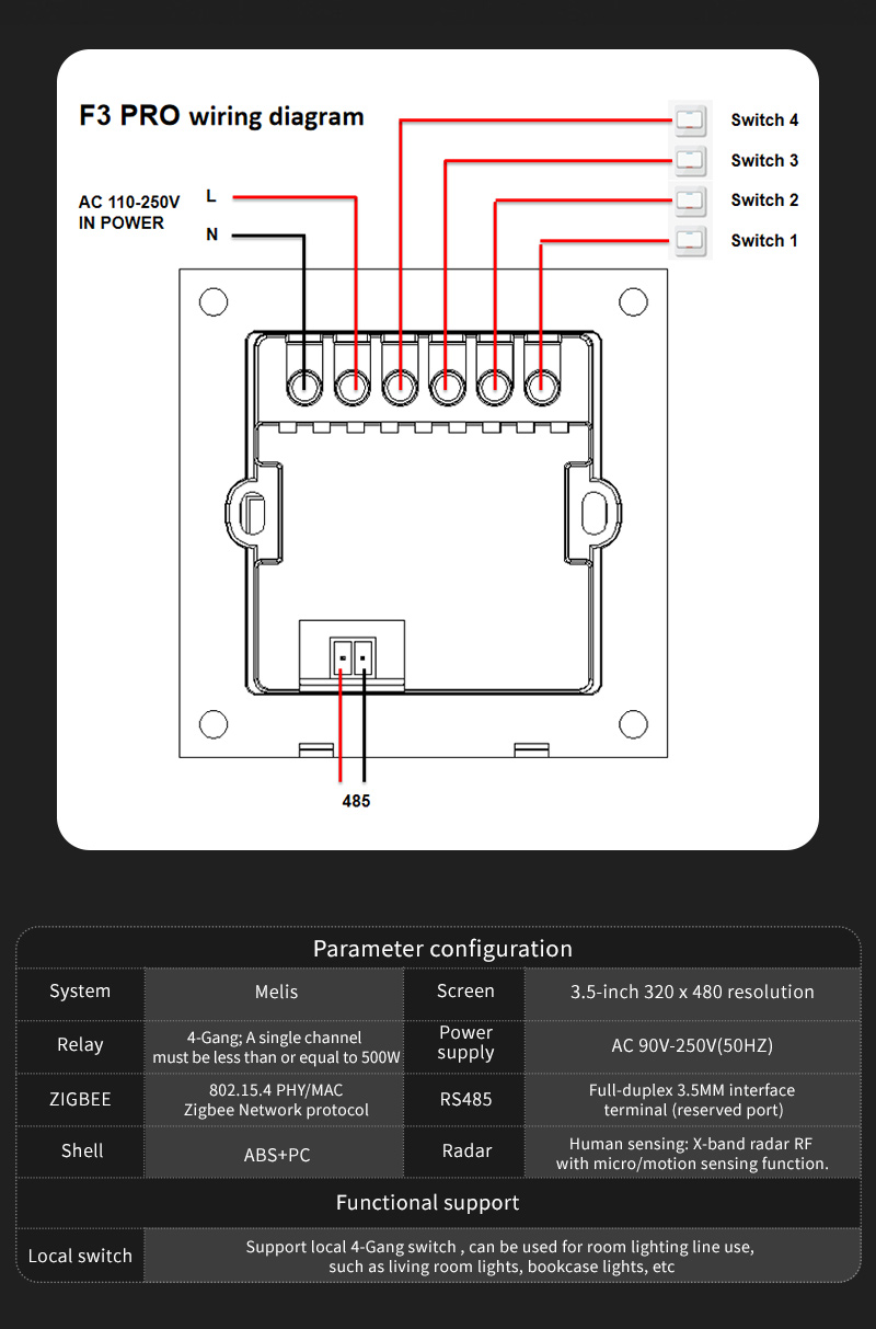F3 Pro 3.5인치 IPS 터치 패널 스마트 스위치 - Smart Home Life 리뷰 및 가격