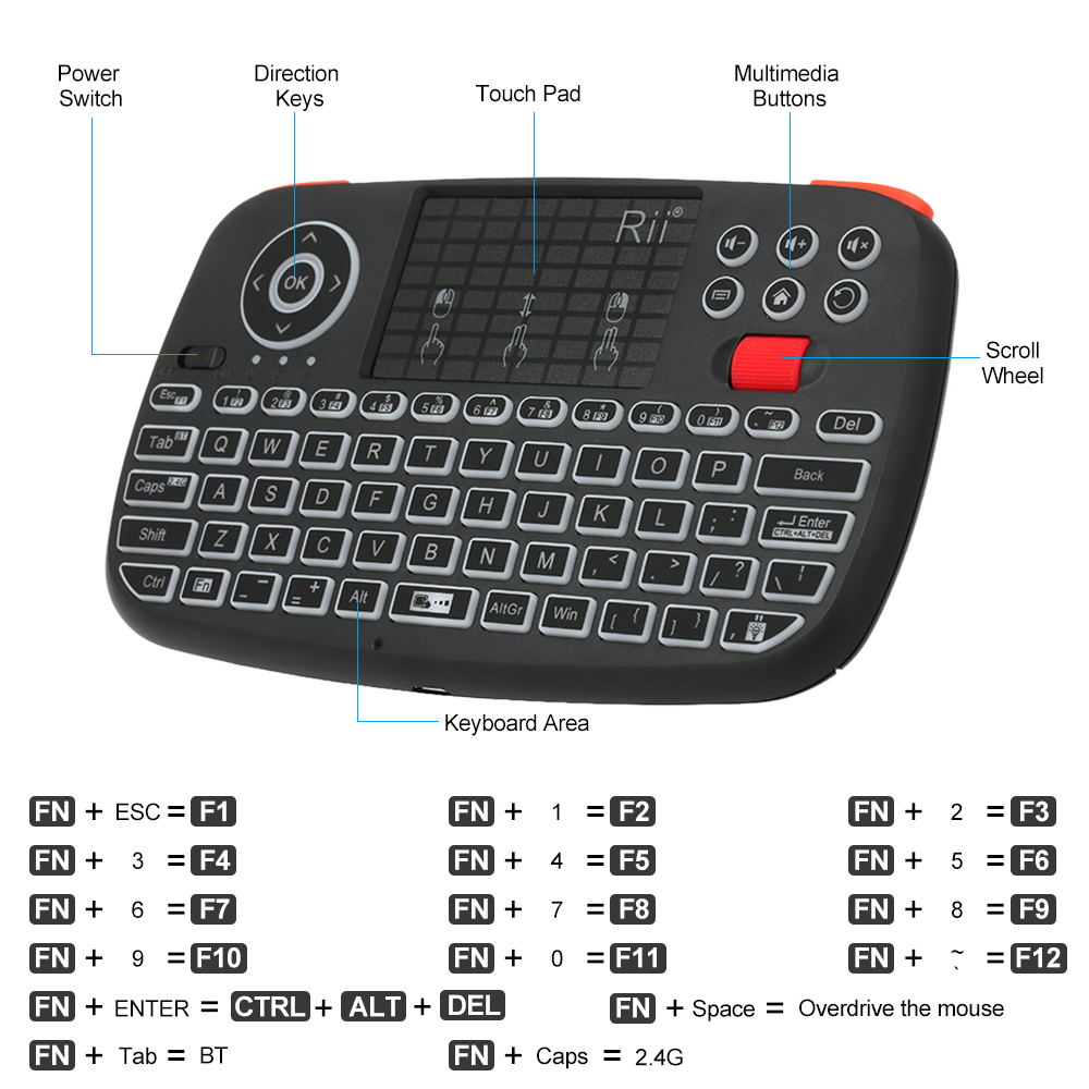 Rii I4 미니 BT 무선 키보드 터치패드 포함 2. - Smart Home Keyboard 리뷰 및 가격